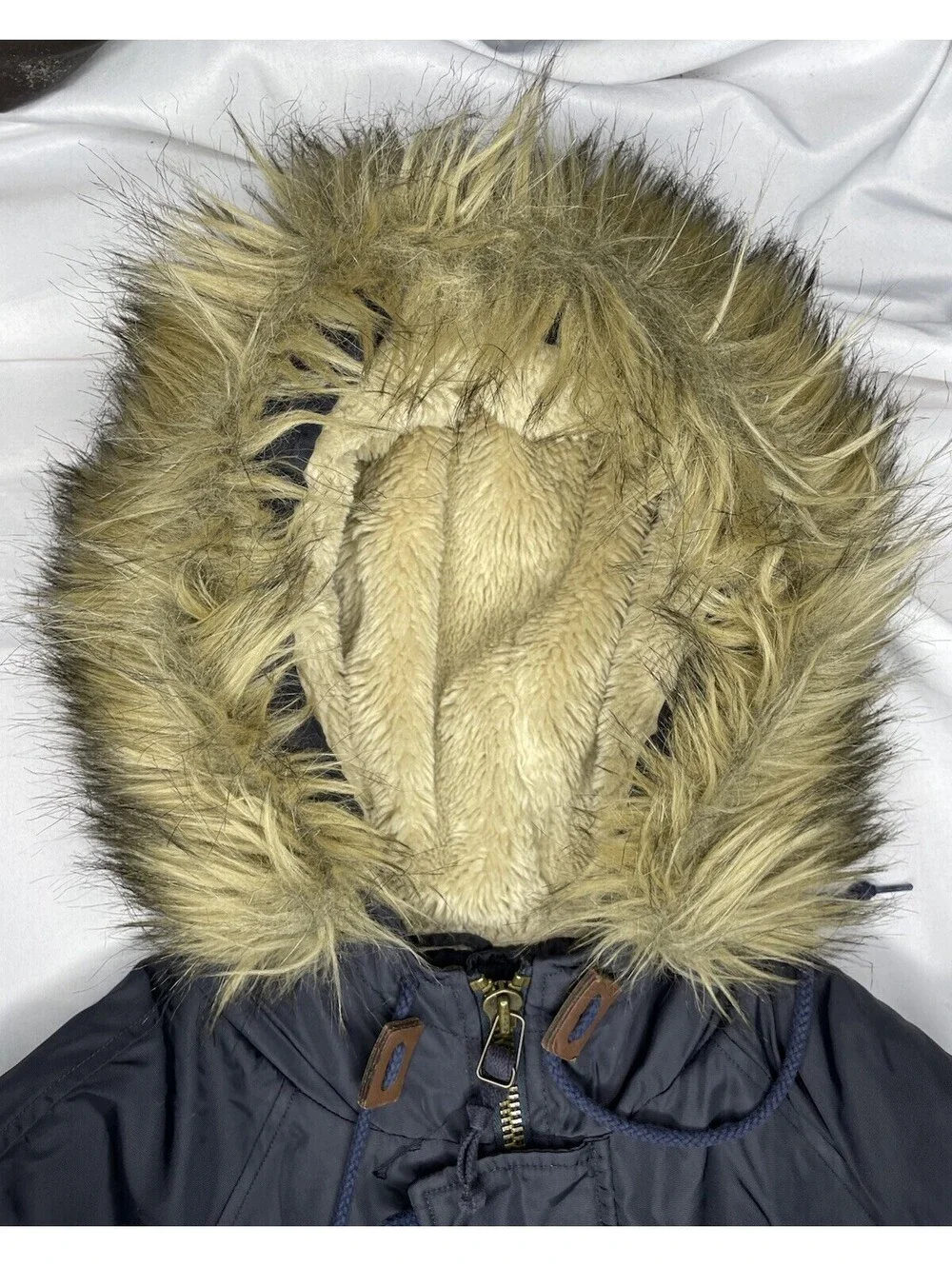 J Crew Snorkel N3B Military Winter Parka Jacket Field Coat Mens Small Fur Navy